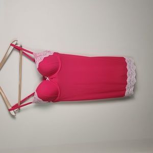 Victoria's Secret Hot Pink Push Up Slip Lingerie w/ Lace trim